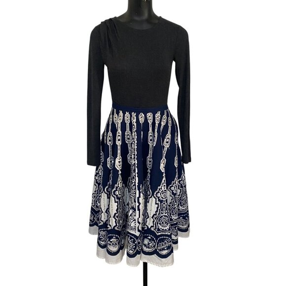 Silkland Vintage Inspired Sequins and Navy Blue Full Skirt Size 10 - Picture 2 of 7